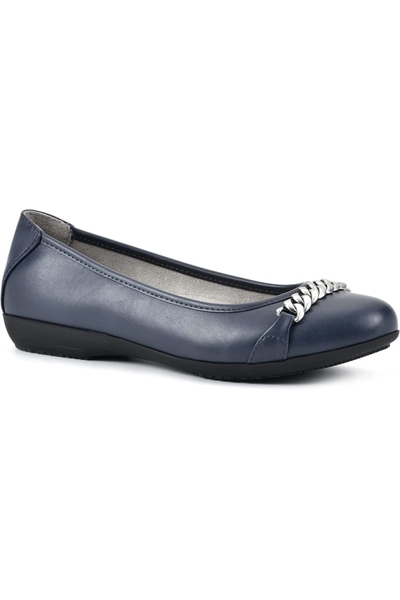 Charmed Womens Ballet Flat 9.5 Navy/Smooth