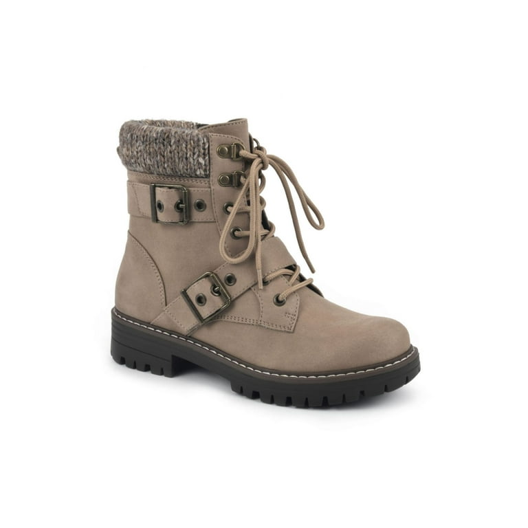 Knit collar hotsell lace up boots