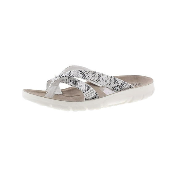 CLIFFS BY WHITE MOUNTAIN Womens Beige Snake Print Best Of Round Toe Slip On Flip Flop Sandal 6 M