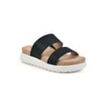 thumbnail image 1 of CLIFFS BY WHITE MOUNTAIN Womens Black 1" Platform Double Band Side Gore Cushioned Odyssey Round Toe Wedge Slip On Slide Sandals Shoes 7.5 M, 1 of 4