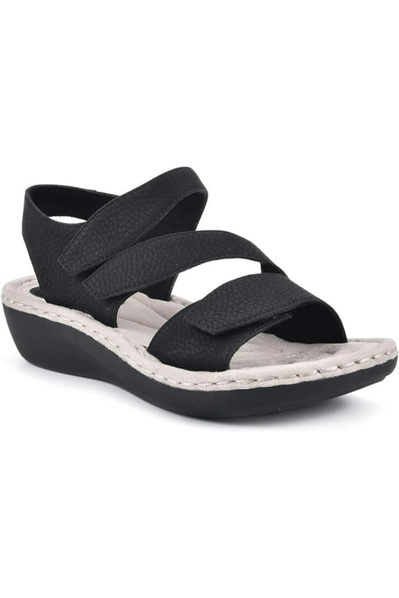 Womens Black Adjustable Comfort Calibre Round Toe Wedge Sandals Shoes 9 M