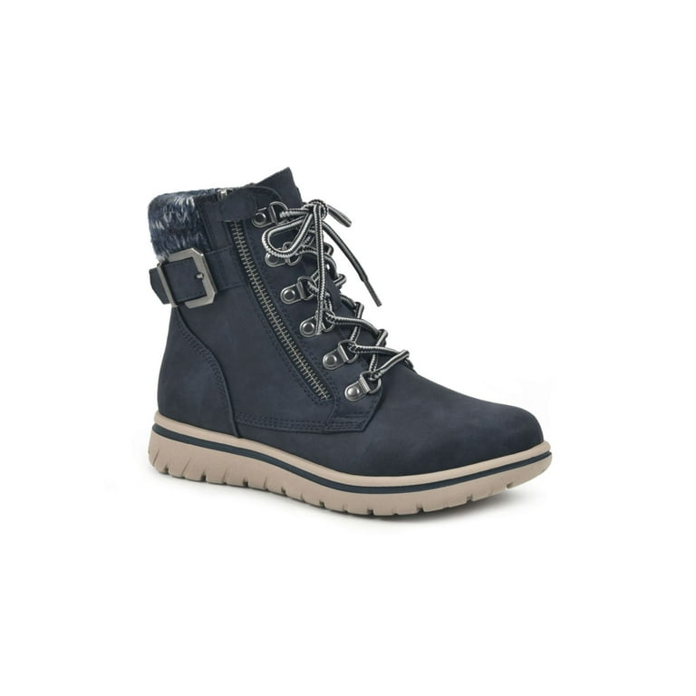 CLIFFS BY WHITE MOUNTAIN Womens Black Buckle Accent Lace Comfort Removable Insole Zipper Accent Hearty Round Toe Wedge Zip Up Booties 8.5 M Walmart