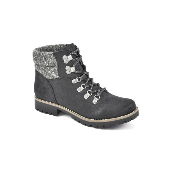 CLIFFS BY WHITE MOUNTAIN Womens Black Lug Sole Cushioned Pathfield Round Toe Block Heel Lace-Up Booties 11 M