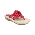 thumbnail image 1 of CLIFFS BY WHITE MOUNTAIN Womens Red Cut Out Floral Accent Cushioned Rhinestone Cynthia Round Toe Wedge Slip On Thong Sandals Shoes 8 M, 1 of 6
