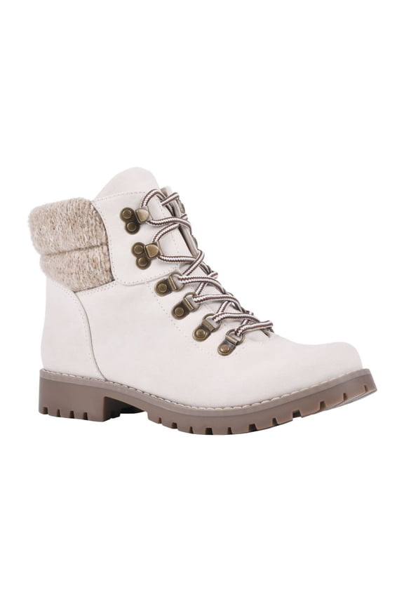Womens White Lug Sole Cushioned Pathfield Round Toe Lace-Up Booties 10 M