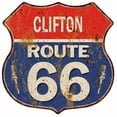 thumbnail image 1 of CLIFTON Route 66 Sign Shield Metal Gift Man Cave Gift 211110002384, 1 of 1