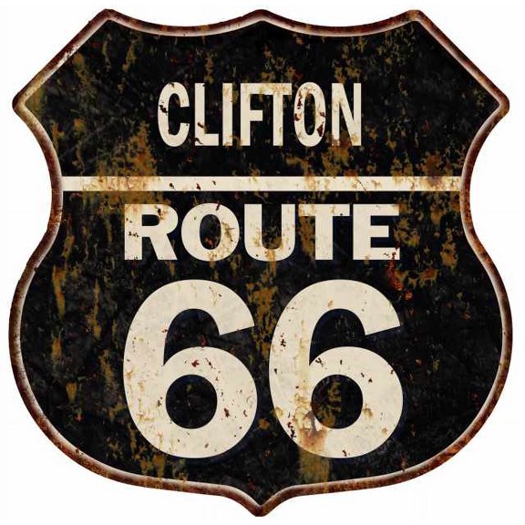 CLIFTON Route 66 Sign Shield Metal Gift Man Cave Gift 211110004386