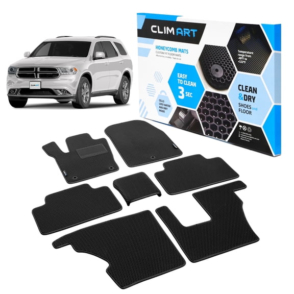 CLIM ART All-Weather Car Floor Mats Compatible with Dodge Durango 2011-2027, Custom-Fit Heavy-Duty Floor Liners for Cars & SUVs, Car Accessories for Men & Women, Black - FL011611224