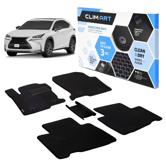 CLIM ART All-Weather Car Floor Mats Compatible with Lexus NX 2015-2021, Custom-Fit Heavy-Duty Floor Liners for Cars & SUVs, Car Accessories for Men & Women, Black - FL011515161