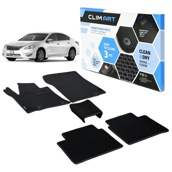 CLIM ART All-Weather Car Floor Mats Compatible with Nissan Altima 2013-2015, Custom-Fit Heavy-Duty Floor Liners for Cars & SUVs, Car Accessories for Men & Women, Black - FL011513125