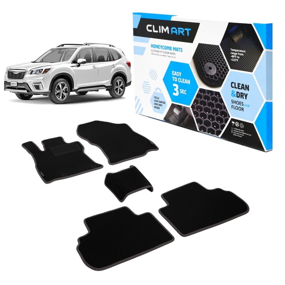 CLIM ART All-Weather Car Floor Mats Compatible with Subaru Forester 2019-2024, Custom-Fit Heavy-Duty Floor Liners for Cars & SUVs, Car Accessories for Men & Women, Black - FL011319215