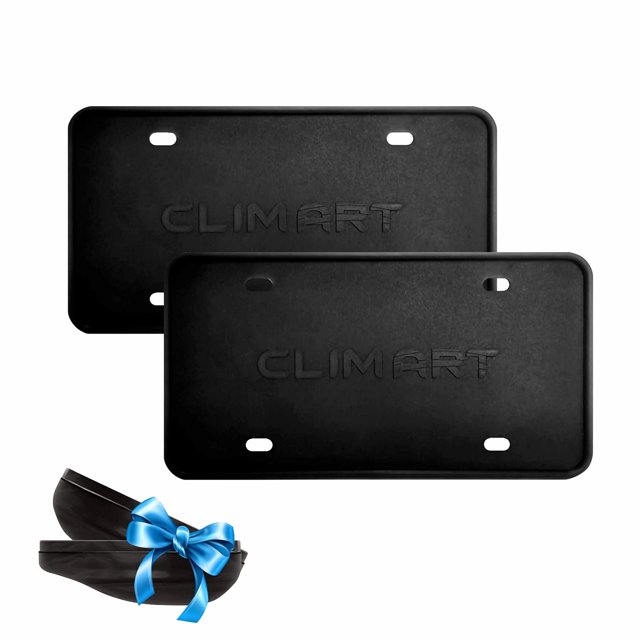 CLIM ART Car License Plate Frame, Classic Black, HeavyDuty Rubber with