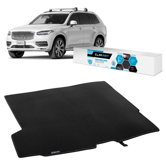 CLIM ART Cargo Liner for Volvo XC90 2016-2026 Custom Fit Trunk Mat, with Honeycomb Dirtproof & Waterproof Technology - All-Climate, Heavy Duty, Anti-Slip Cargo Liner, Luggage - FL01116105