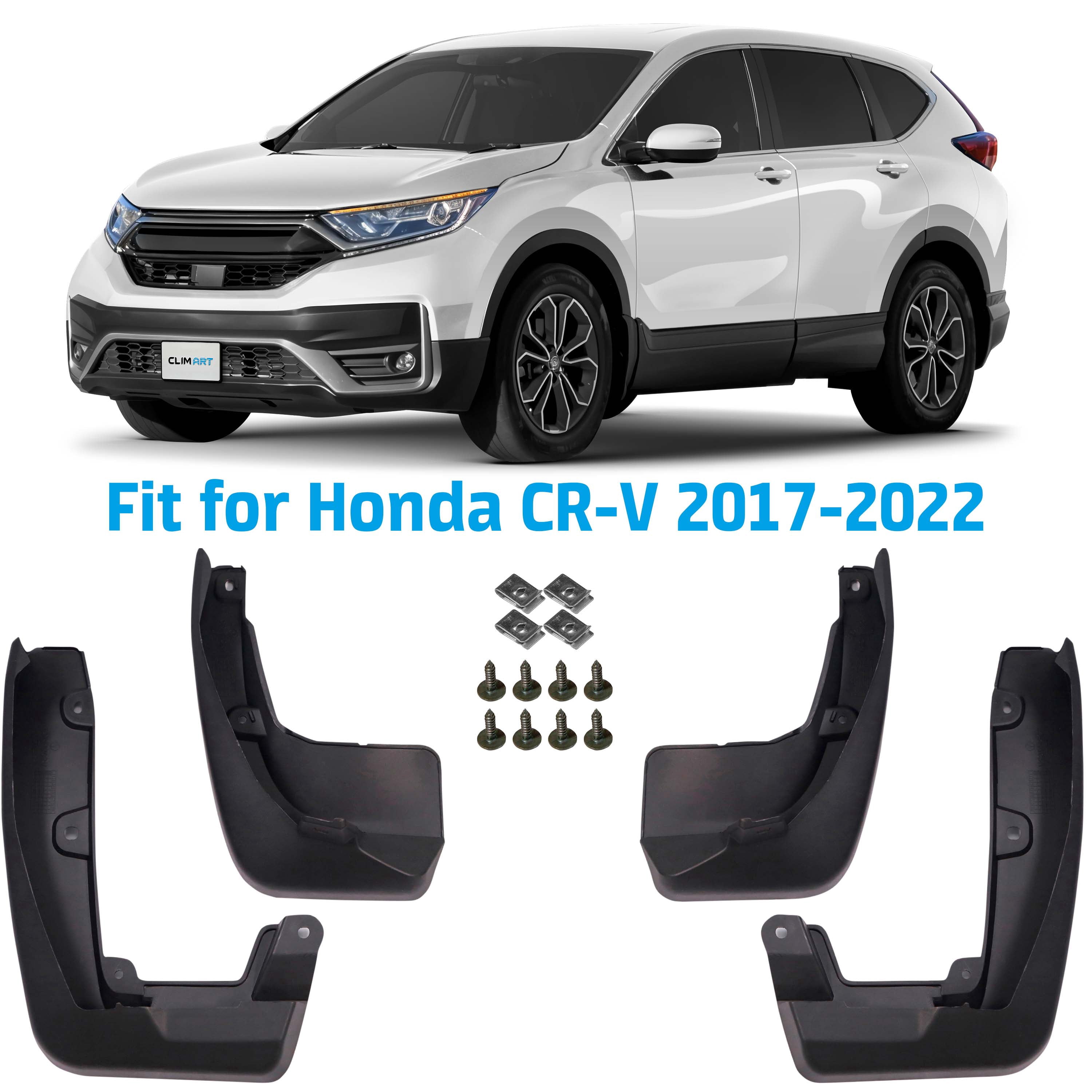 CLIM ART Custom Fit Mud Flaps for Honda CR-V 2017-2022, 4 pcs, Easy to Install, Road and Weather Resistant Thermoplastic, Car Accessories - MF1417021