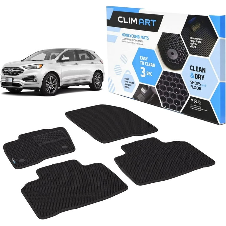 CLIM ART Honeycomb Custom Fit Floor Mats Compatible with Ford Edge  2015-2024, 1&2 Row,Car Mats Floor Liner, All-Weather,Car Accessories Man &  Woman, Black/Black - FL011415076 
