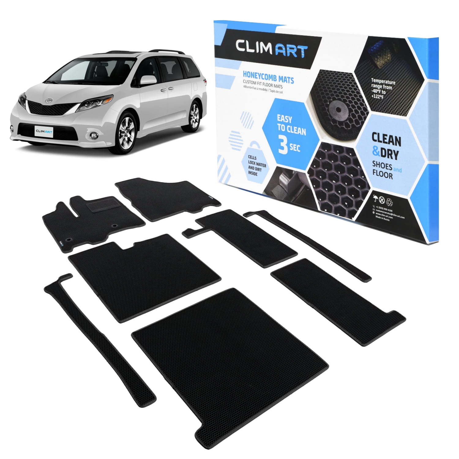 CLIM ART Honeycomb Custom Fit Floor Mats for Toyota Sienna 2013