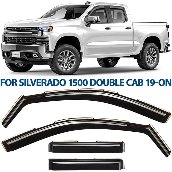 CLIM ART In-Channel Incredibly Durable Rain Guards for Chevrolet (Chevy) Silverado/GMC Sierra 1500 2019-2026 Double Cab, Original Window Deflectors, Vent Window Visors, Vent Deflector, 4 pcs.-619505