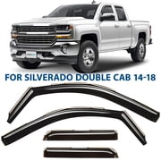 CLIM ART in-Channel Incredibly Durable Rain Guards for Chevrolet Chevy Silverado/GMC Sierra 2014-2018 Double Cab, Original Window Deflectors, Vent Window Visors, Truck Accessories, 4pcs- 614004