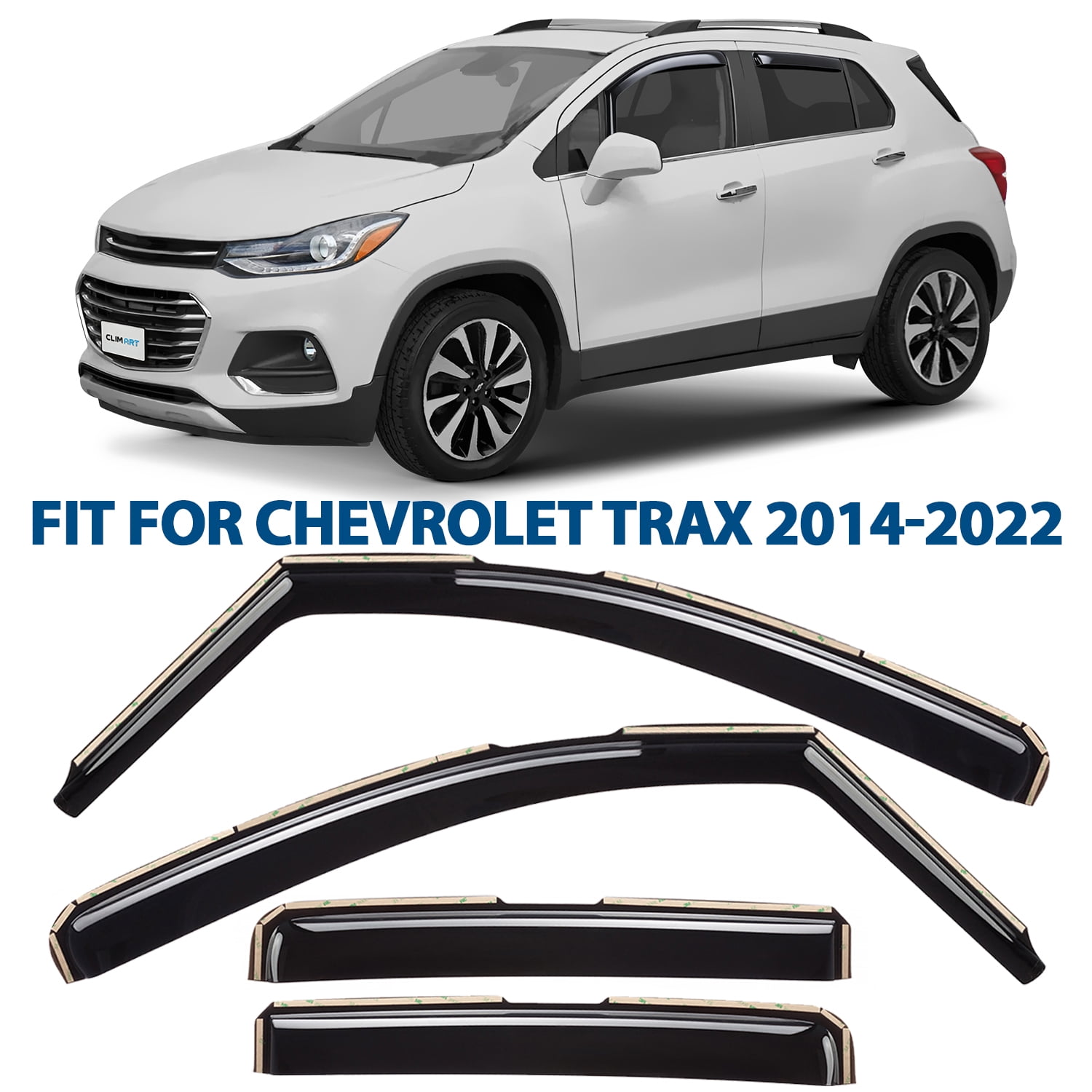 CLIM ART in-Channel Incredibly Durable Rain Guards for Chevrolet (Chevy) Trax 2014-2022/Buick Encore 13-22, Original Window Deflectors,Vent Deflector,Vent Window Visors,Car Accessories,4 pcs-615084LP
