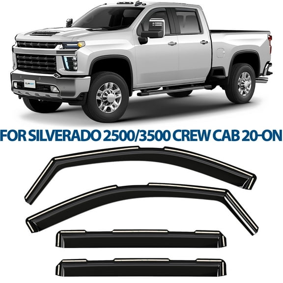 CLIM ART in-Channel Incredibly Durable Rain Guards for Chevy Silverado/Sierra 2500HD/3500HD 2020-2026 Crew Cab, Original Window Deflectors, Vent Window Visors, Vent Deflector, 4 pcs. - 620178