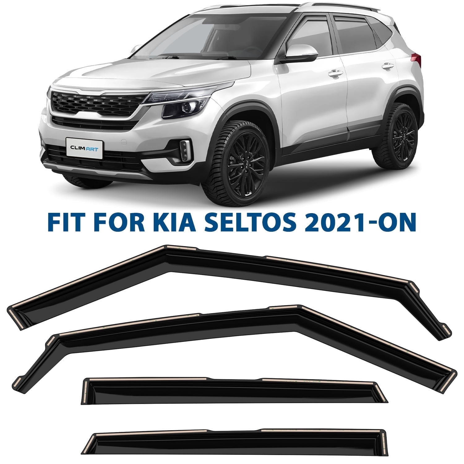 CLIM ART In-Channel Incredibly Durable Rain Guards for Kia Seltos 2021-2026, Original Window Deflectors, Vent Window Visors, Vent Deflector, 4 pcs. - 621313