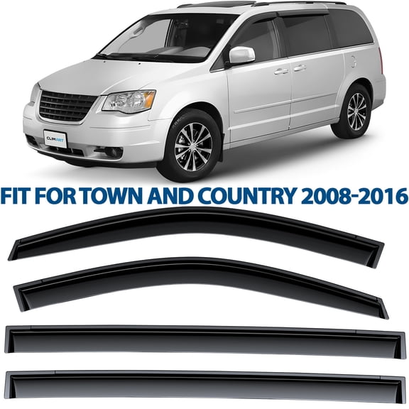 CLIM ART Incredibly Durable Rain Guards for Chrysler Town and Country 2008-2016,Original Tape-on Window Deflectors,Vent Deflector,Window Visors,Car Accessories,4pcs. - 408260