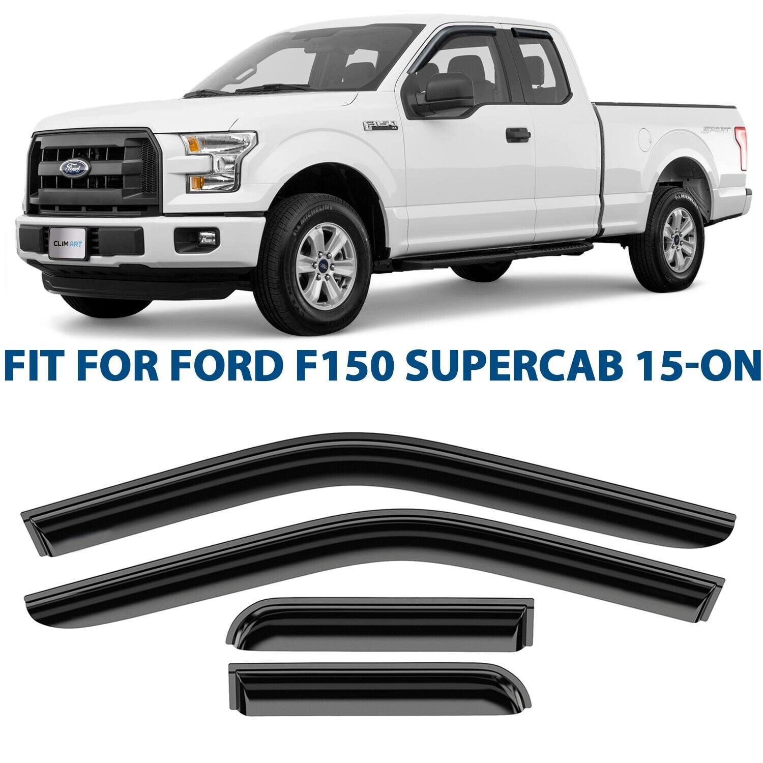 CLIM ART Incredibly Durable Rain Guards Compatible with Ford F150 2015
