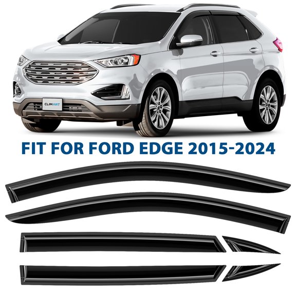 CLIM ART Incredibly Durable Rain Guards for Ford Edge 2015-2024, Original Tape-on Window Deflectors, Vent Deflector, Window Visors, Car Accessories, 6 pcs. - 522222