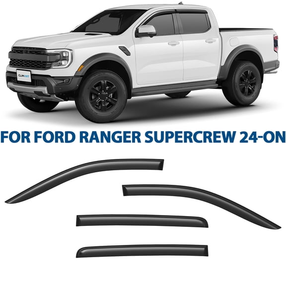 CLIM ART Incredibly Durable Rain Guards for Ford Ranger 2024-2026 SuperCrew, Original Tape-on Window Deflectors, Vent Deflector, Window Visors, Car Accessories, 4 pcs. - 424095