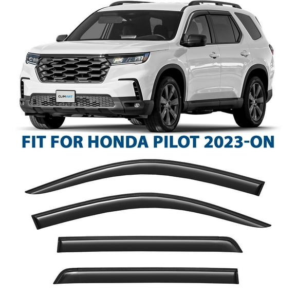CLIM ART Incredibly Durable Rain Guards for Honda Pilot 2023-2026, Original Tape-on Window Deflectors, Vent Deflector, Window Visors, Car Accessories, 4 pcs. - 423022