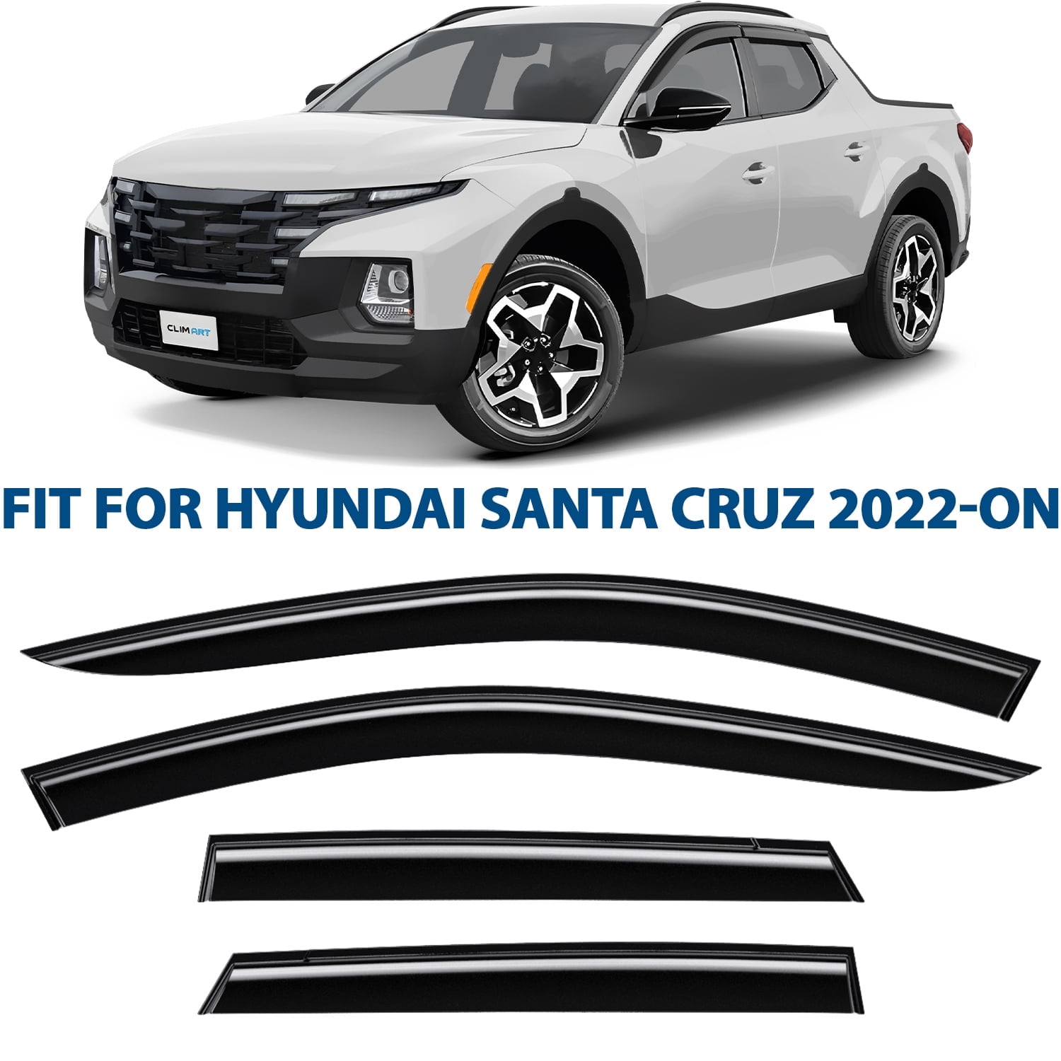 CLIM ART Incredibly Durable Rain Guards for Hyundai Santa Cruz 2022-2026, Original Tape-on Window Deflectors, Vent Deflector, Window Visors, Car Accessories, 4pcs. - 422280