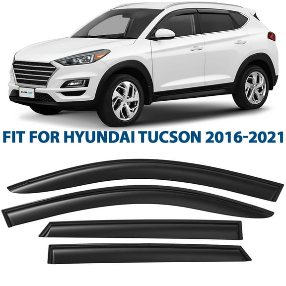 CLIM ART Incredibly Durable Rain Guards for Hyundai Tucson 2016-2021, Original Tape-on Window Deflectors, Vent Deflector, Window Visors, Car Accessories, 4 pcs. - 415037