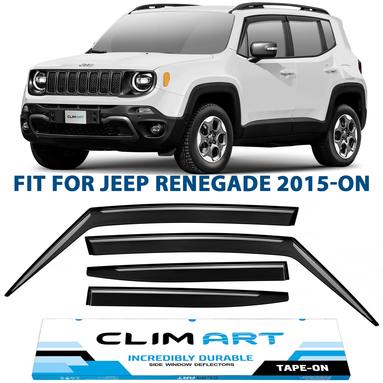 WINDABWEISER FÜR JEEP Renegade 2014-2023 Dunkel Regenabweiser 4