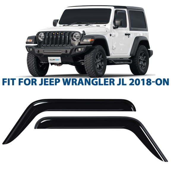 CLIM ART Incredibly Durable Rain Guards Compatible with Jeep Wrangler JL 2018-2026/Jeep Gladiator 2020-2026, Original Tape-on Window Deflectors, Vent Deflector,Window Visors, 2pcs. - 218169