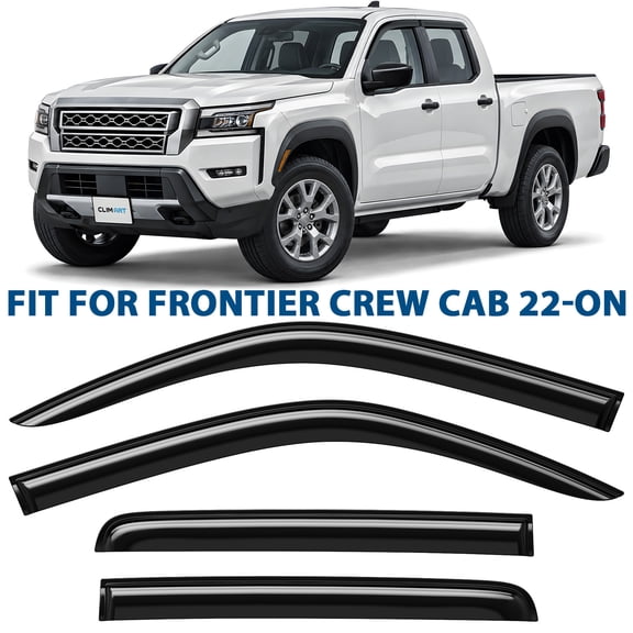 CLIM ART Incredibly Durable Rain Guards for Nissan Frontier 2022-2026 Crew Cab, Original Tape-on Window Deflectors, Vent Deflector, Window Visors, Car Accessories, 4pcs. - 422050