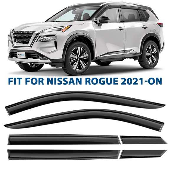 CLIM ART Incredibly Durable Rain Guards for Nissan Rogue 2021-2026, Original Tape-on Window Deflectors, Vent Deflector, Window Visors, Car Accessories, 6pcs. - 522017