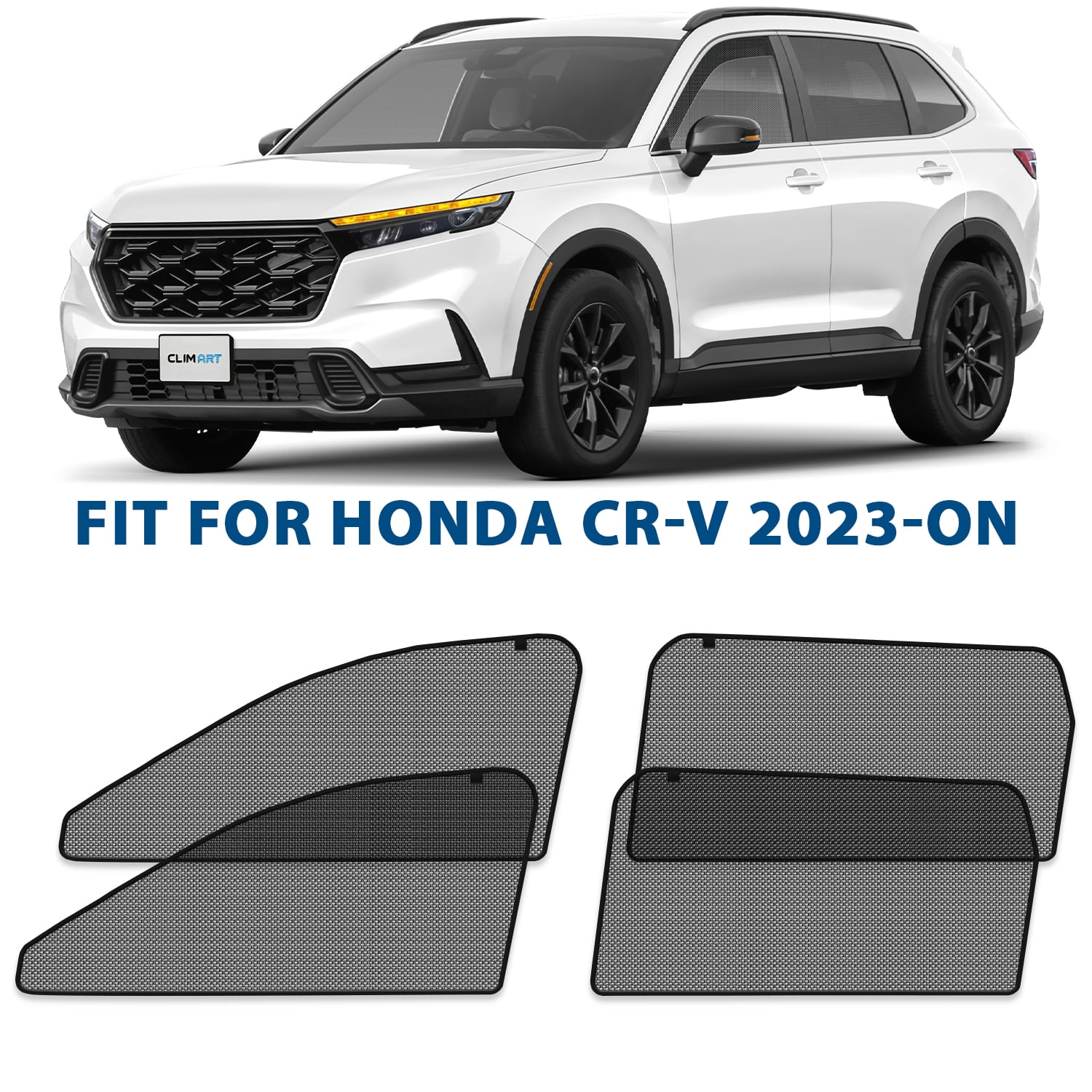 Black Smoke Window Visors For 2023-2024 Honda CR-V, 4-Piece Set With Chrome Trim