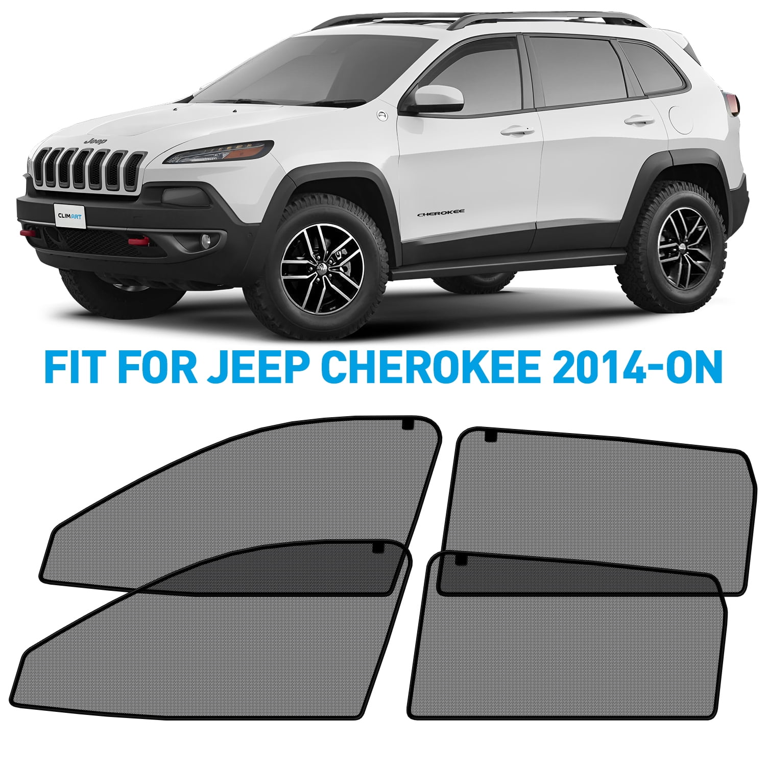 CLIM ART Car Window Sunshade for Jeep Cherokee 20142024, 4 Pc