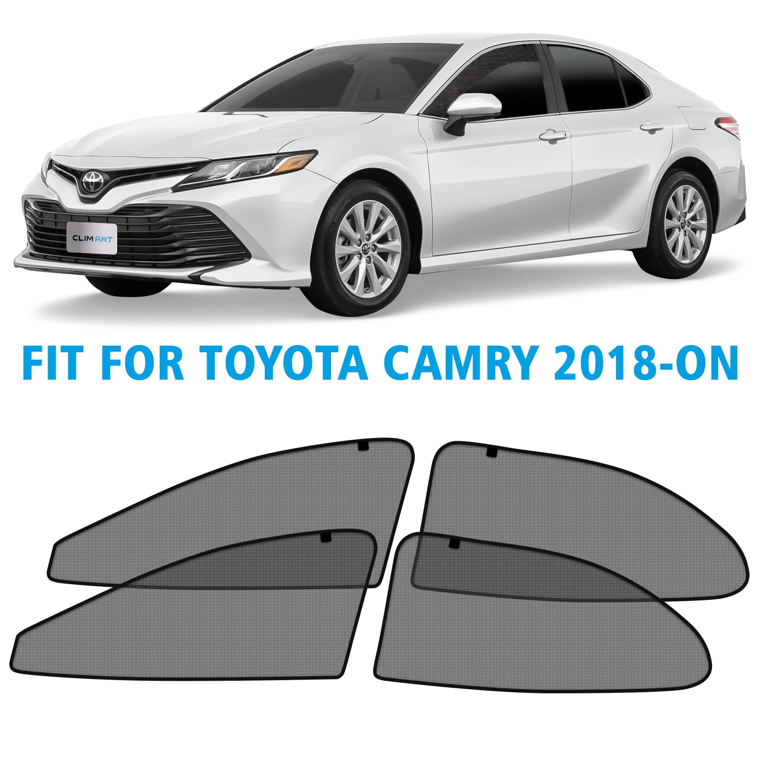 CLIM ART Magnetic Car Window Sunshade for Toyota Camry 2018 2024 4 Pc. Set Side Glass Covers and Screen Block Sun Rays Curtains Window Shield Sun