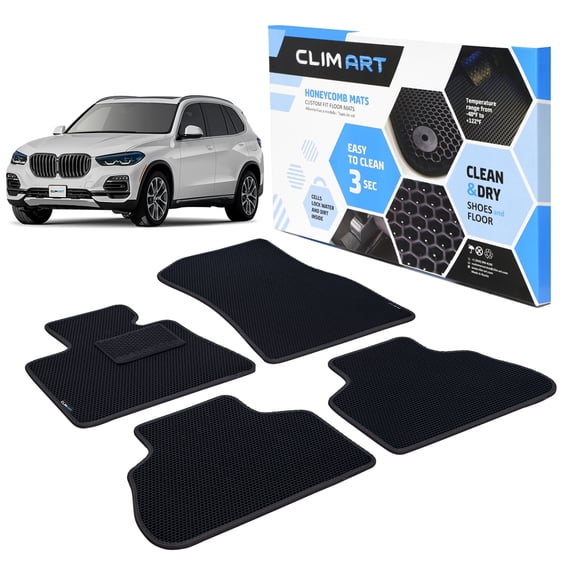 CLIM ART All-Weather Car Floor Mats Compatible with BMW X5 2019-2026, Custom-Fit Heavy-Duty Floor Liners for Cars & SUVs, Car Accessories for Men & Women, Black - FL011419190