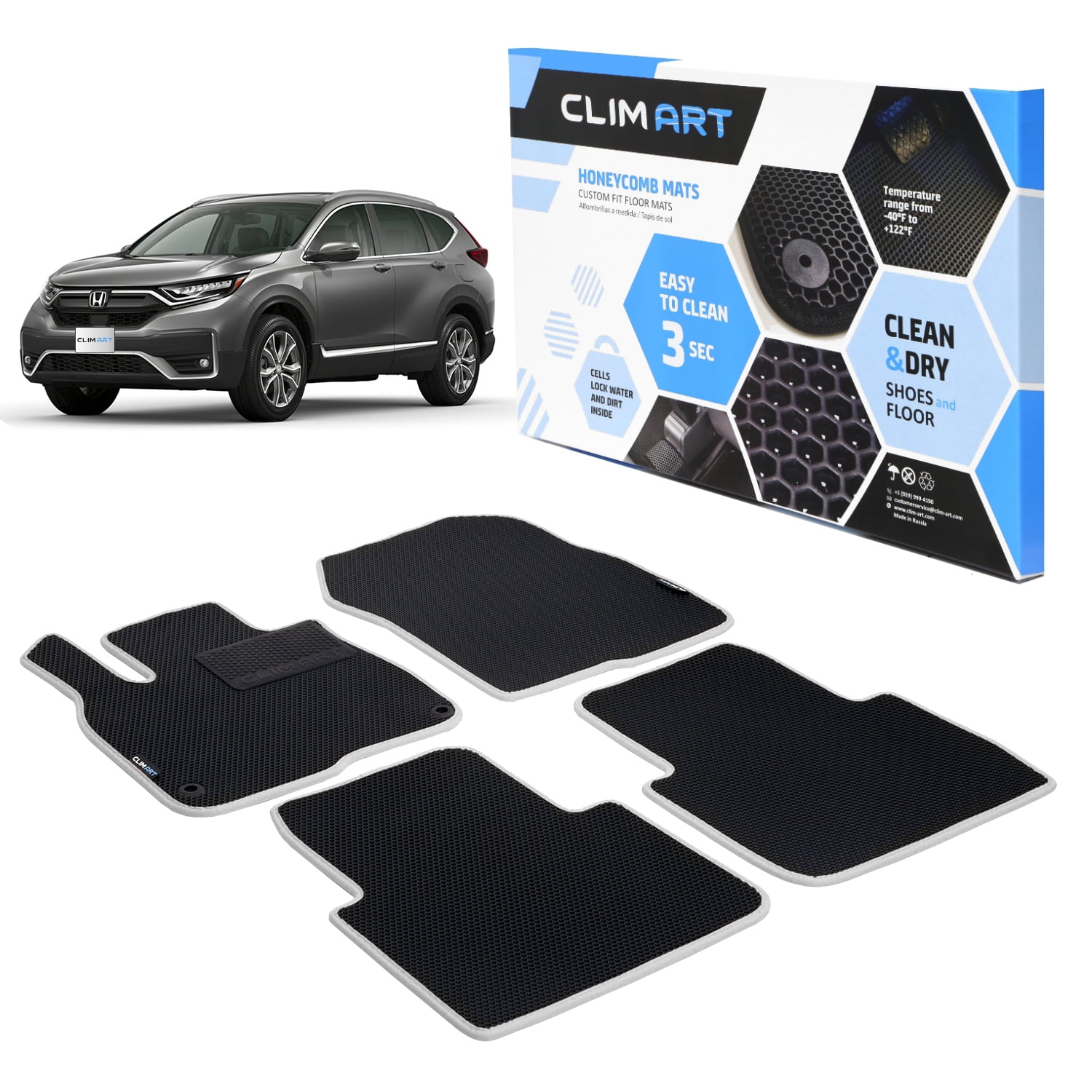 CLIM ART WaterTrap Custom Fit Floor Mats for Honda CRV 20172022, 1st