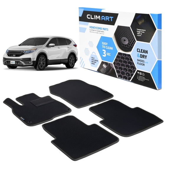CLIM ART All-Weather Car Floor Mats Compatible with Honda CR-V (CRV) 2017-2022, Custom-Fit Heavy-Duty Floor Liners for Cars & SUVs, Car Accessories for Men & Women, Black - FL011417021