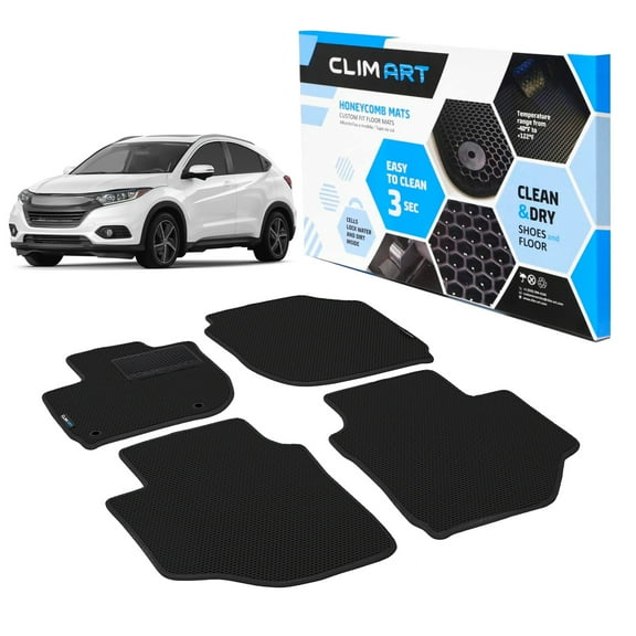CLIM ART All-Weather Car Floor Mats Compatible with Honda HR-V 2016-2022, Custom-Fit Heavy-Duty Floor Liners for Cars & SUVs, Car Accessories for Men & Women, Black - FL011416074