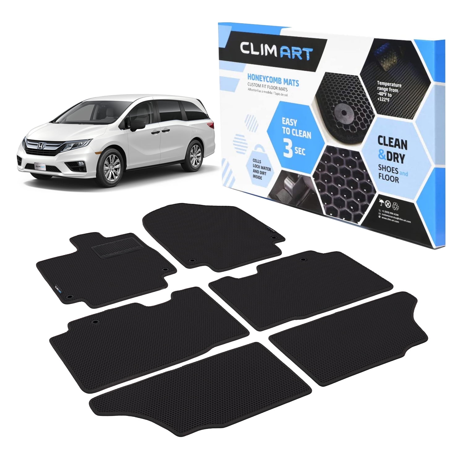 CLIM ART WaterTrap Custom Fit Floor Mats for Honda Odyssey 20182024, 1