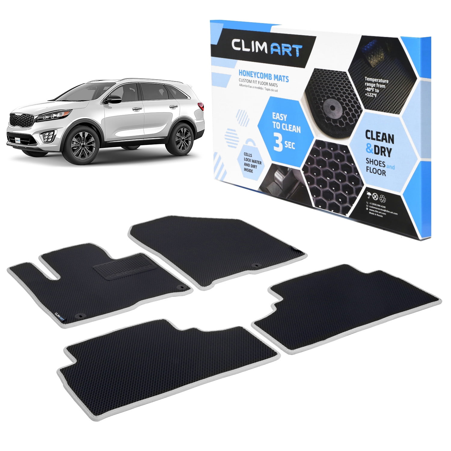 CLIM ART All-Weather Car Floor Mats Compatible with Kia Sorento 2016 ...