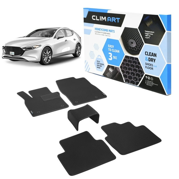 CLIM ART All-Weather Car Floor Mats Compatible with Mazda 3 2019-2026 Hatchback, Sedan, Custom-Fit Heavy-Duty Floor Liners for Cars & SUVs, Car Accessories for Men & Women, Black - FL011519223