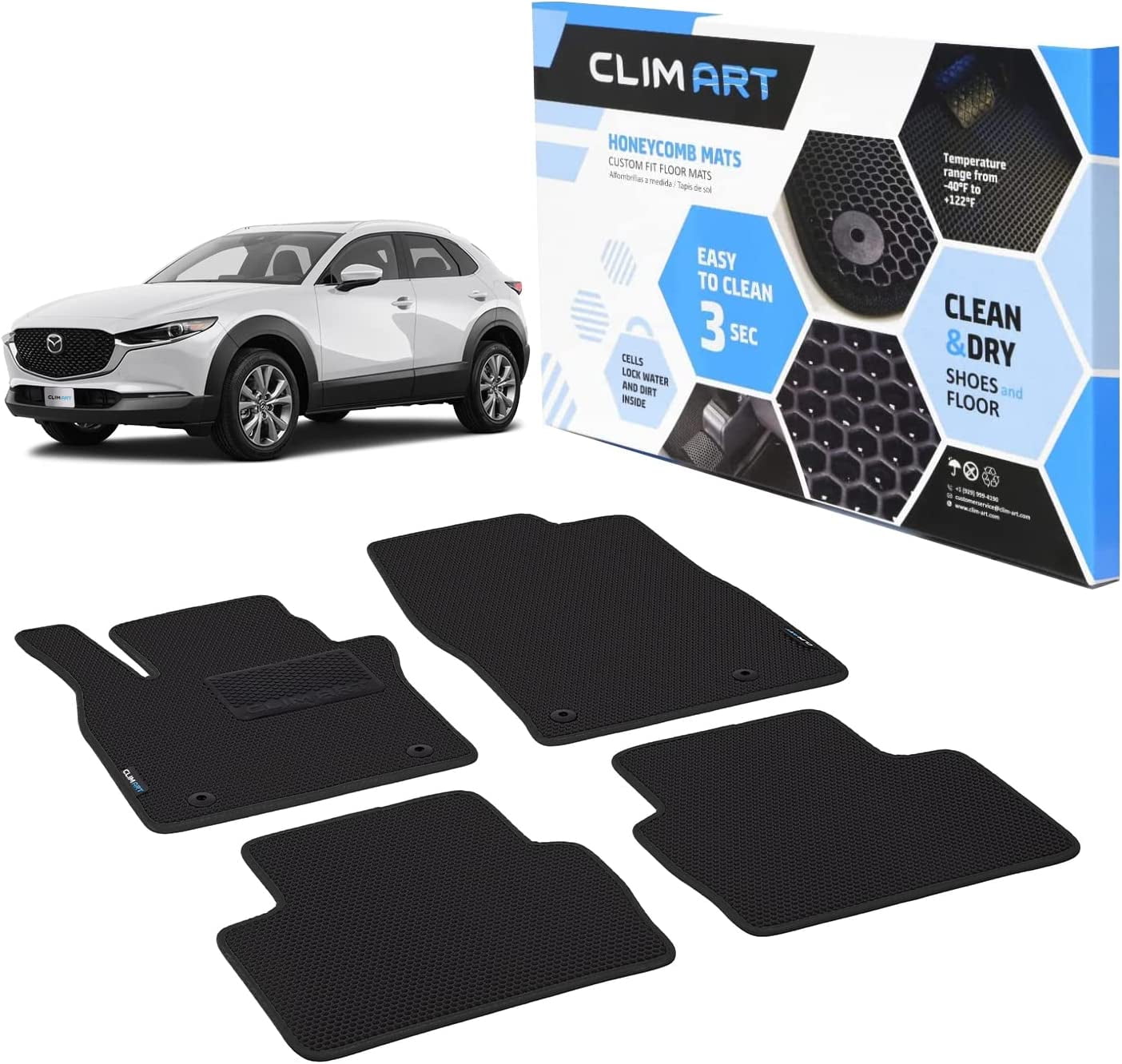 CLIM ART WaterTrap Custom Fit Floor Mats for Mazda CX30 20202023, 1&2