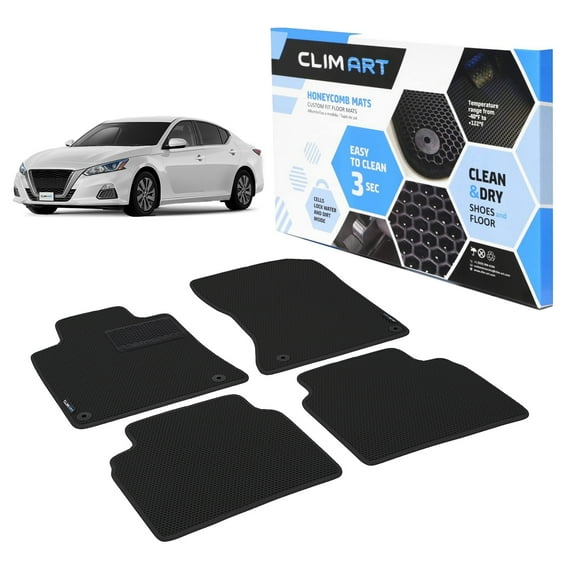 CLIM ART All-Weather Car Floor Mats Compatible with Nissan Altima 2019-2026, Custom-Fit Heavy-Duty Floor Liners for Cars & SUVs, Car Accessories for Men & Women, Black - FL011419019
