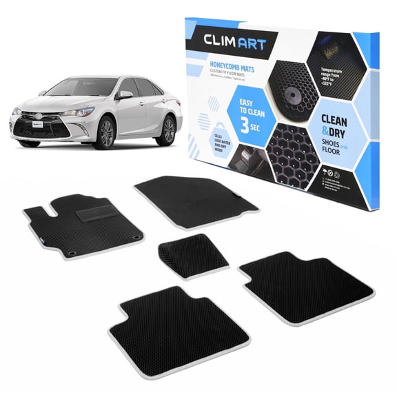 CLIM ART All-Weather Car Floor Mats Compatible with Toyota Camry 2015-2017, Custom-Fit Heavy-Duty Floor Liners for Cars & SUVs, Car Accessories for Men & Women, Silver - FL041311023