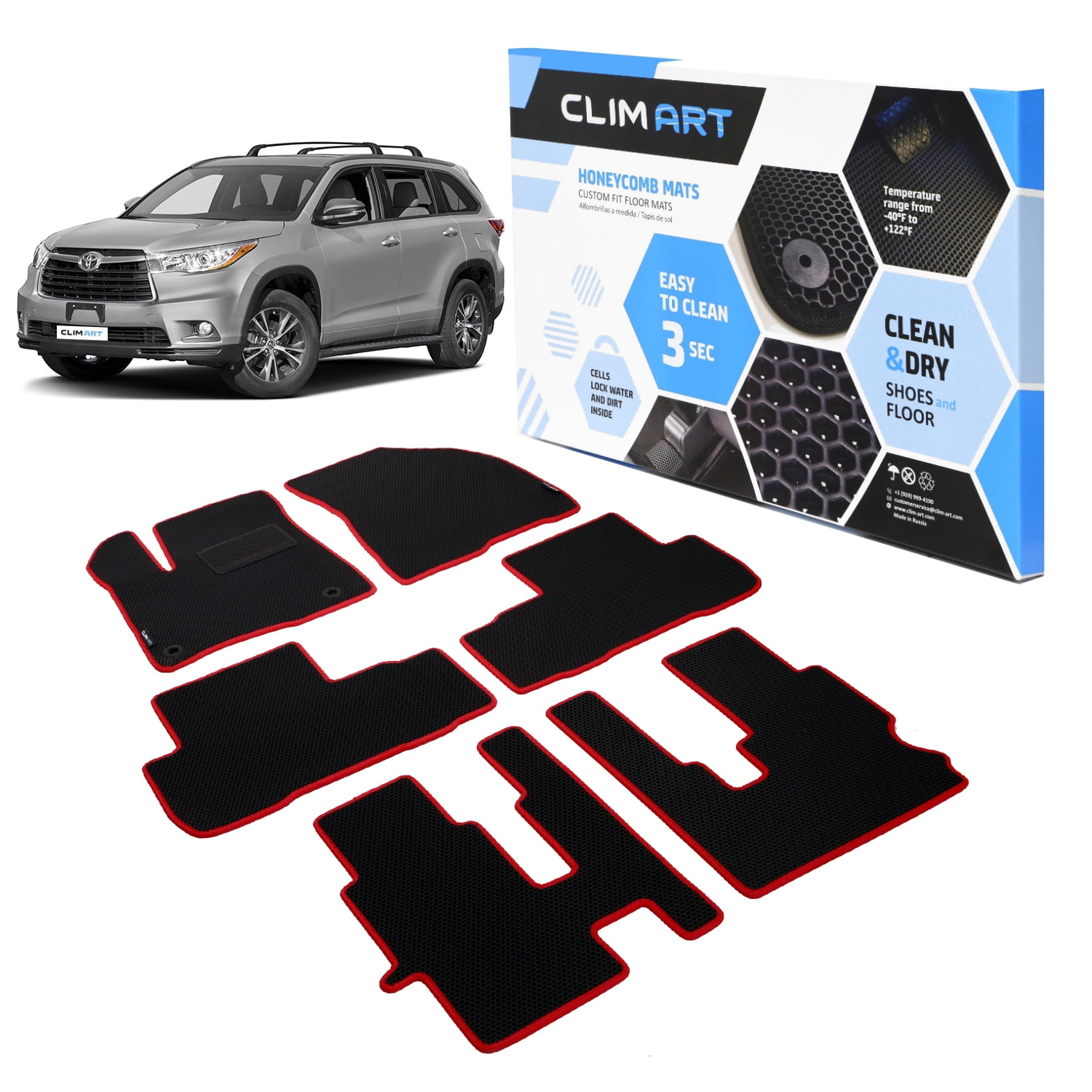 CLIM ART WaterTrap Custom Fit Floor Mats for Toyota Highlander 2014